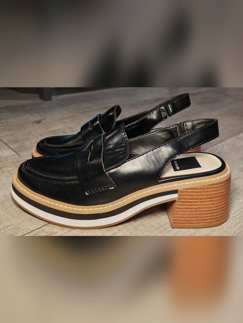 Dolce Vita Hattie Slingback Block Heel Loafer in Black Stella. - Picture 4 of 14